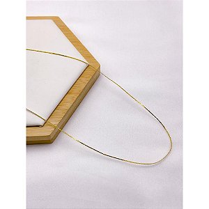 COLAR AÇO INOXIDÁVEL 45CM  ELO TRANÇADO SEMI RIGIDA  - DOURADA