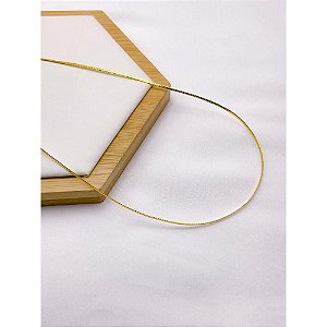 COLAR AÇO INOXIDÁVEL 45CM  ELO  SEMI RIGIDA  - DOURADA