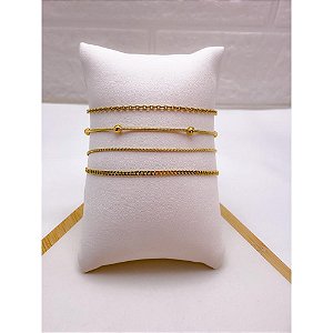KIT 4 PULSEIRAS AÇO INOX - DOURADA