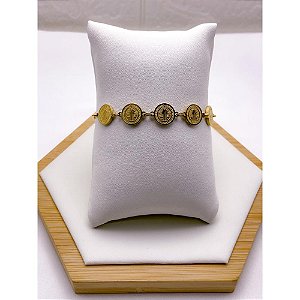 PULSEIRA AÇO INOXIDÁVEL SÃO BENTO - DOURADA