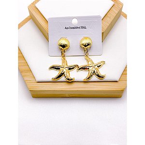 BRINCO AÇO INOXIDÁVEL ESTRELA DO MAR - DOURADO