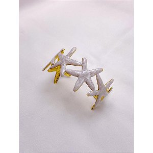 BRACELETE AÇO INOXIDÁVEL ESTRELA DO MAR RESINADO PEROLADO - DOURADO