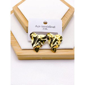 BRINCO AÇO INOXIDÁVEL CORAÇÃO MARTELADO - DOURADO