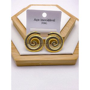 BRINCO AÇO INOXIDÁVEL ESPIRAL COM DETALHES - DOURADO