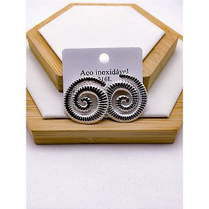 BRINCO AÇO INOXIDÁVEL ESPIRAL COM DETALHES - PRATEADO