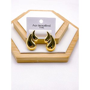 BRINCO AÇO INOXIDÁVEL GOTA DUPLA - DOURADO