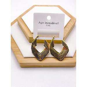 BRINCO AÇO INOXIDÁVEL GEOMETRICO 6 FILETES - DOURADO