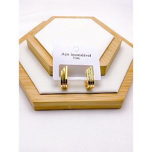 BRINCO AÇO INOXIDÁVEL ARGOLA 3 FIOS - DOURADO