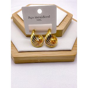 BRINCO AÇO INOXIDÁVEL GEOMETRICO 5 FIOS - DOURADO