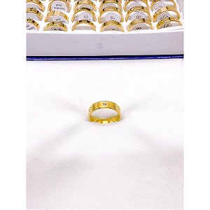 ANEL  AÇO INOXIDÁVEL CARTIER PEDRA CRISTAL  - DOURADO (UNIDADE)