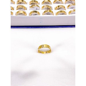 ANEL  AÇO INOXIDÁVEL SOL E LUA - DOURADO (UNIDADE)