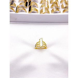 ANEL  AÇO INOXIDÁVEL 3 FIOS PEROLADO - DOURADO (UNIDADE)