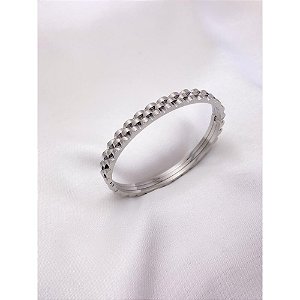 BRACELETE AÇO INOXIDÁVEL COM DETALHES - PRATEADO