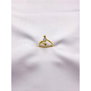 ANEL AÇO INOXIDÁVEL BOLINHAS PEDRA CRISTAL - DOURADO (UNIDADE)