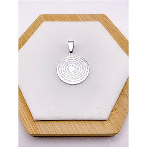 PINGENTE AÇO INOXIDÁVEL ORAÇÃO  SÃO JORGE 2,2CMX2,2CM - PRATEADO