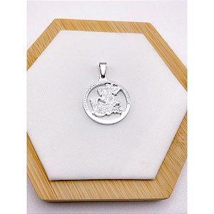 PINGENTE AÇO INOXIDÁVEL SÃO JORGE 2,4CMX2,4CM - PRATEADO