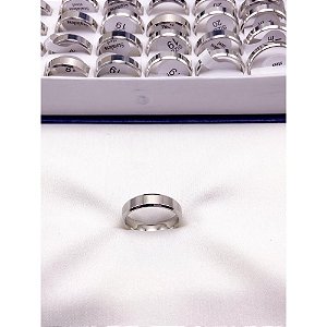 ALIANCA ACO INOXIDAVEL  LISA CHANFRADA 6MM - PRATEADA (UNIDADE)