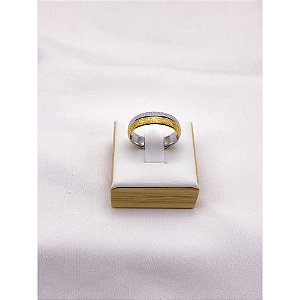 ALIANCA ACO INOXIDAVEL JATEADA  6MM - DUO COLORS (UNIDADE)