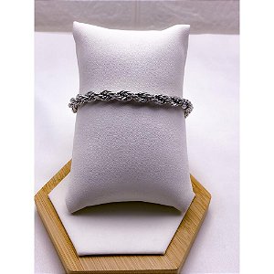 PULSEIRA AÇO INOXIDÁVEL 22CM CORDÃO BAIANO 1.2MM  - PRATEADO