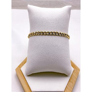 PULSEIRA AÇO INOXIDÁVEL 22CM GRUMET 1.4MM  - DOURADA