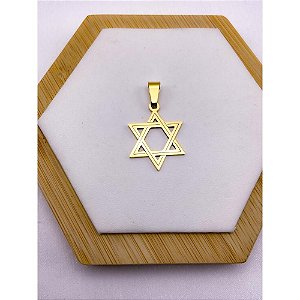PINGENTE AÇO INOXIDÁVEL ESTRELA DE DAVI 2CMX2CM - DOURADA