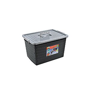 Container Organizador Preto Tampa Cinza 50L - Arqplast