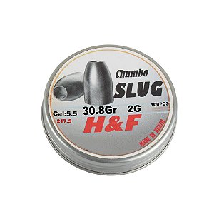 Chumbinho Slug 5.5mm 2g 30.8GR 100un - Slug H&F