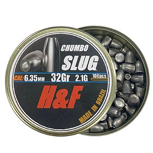 Chumbinho Slug 6.35mm 2.1g 32GR 100un - Slug H&F