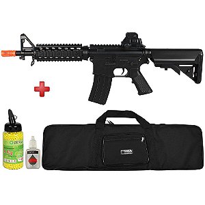 Rifle Airsoft Elétrico Cyma M4A1 RIS CQB Bivolt + Capa + BB King + BRINDE Óleo