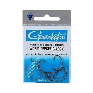 Anzol Worm Off Set G-Lock Black - Gamakatsu