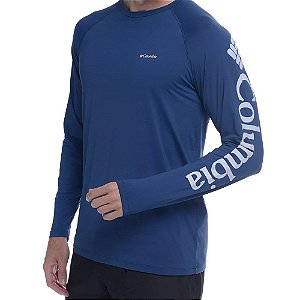 Camiseta Com Proteção M/L Aurora Estampa Manga Azul - Columbia