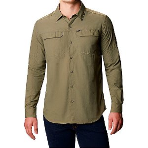 Camisa Manga Longa Masculina Silver Ridge II Stone Green Verde Musgo - Columbia