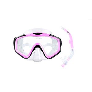 Kit  Oculos de Mergulho Snorkel Rosa - Deyu
