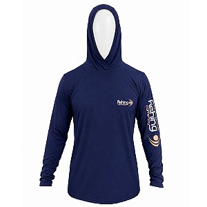 Camiseta Manga Longa Com Proteção UPF50+ Com Touca Samurai Marinho - Fishing Company