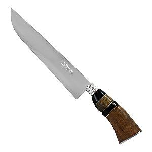 Faca Aço Inox 9'' Cabo Madeira Detalhe Resina Preta Dourado - Facas Cascavel