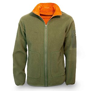 Jaqueta Masculina Teddy Fleece Verde Laranja Dupla Face - Kailash