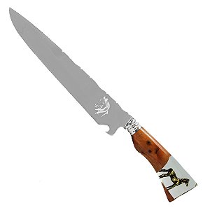 Faca Churrasco 10'' Aço Inox Cabo Resina Cavalo - Alma Campeira