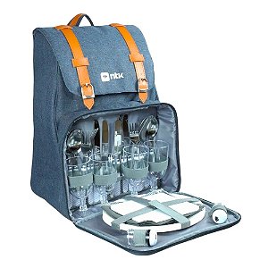 Cooler Mochila Picnic Park Kit RPET 300D com Forro PEVA 32x23x43 cm Azul -  NTK