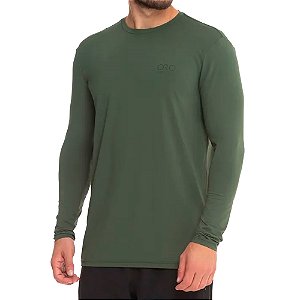Camiseta Básica UV50+ ML Plus Size Verde Militar - Oro Adventure