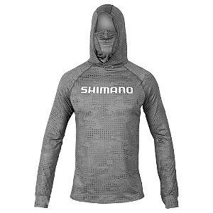 Camisa Para Pesca ML / Capuz / Protetor Rosto Cinza Esc  - Shimano