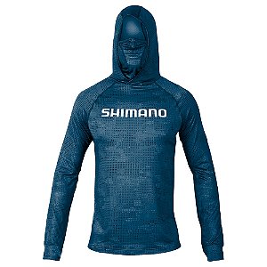 Camisa Para Pesca ML / Capuz / Protetor Rosto Azul Esc  - Shimano