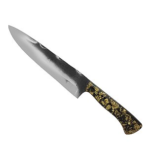 Faca Carbono Cabo Preto Folhado Com Dourado 8" - Alma Campeira