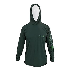 Camiseta Manga Longa Com Proteção UPF50+ Com Touca Samurai Verde Musgo - Fishing Company