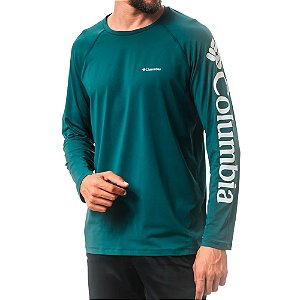 Camiseta Masculina M/L Aurora River Blue Azul - Columbia