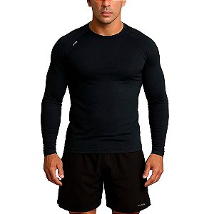 Camiseta Manga Longa Plus Size UV50+ Preta - Snugg