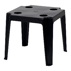 Mesa Plastica De Apoio Com Porta Copos Preta - Bel