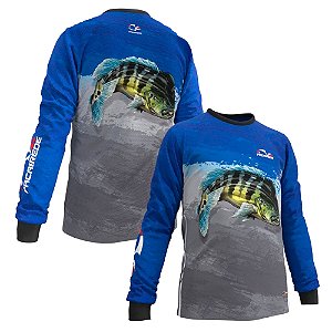 Camiseta de Pesca Infantil Tucunare Azul - Faca na Rede