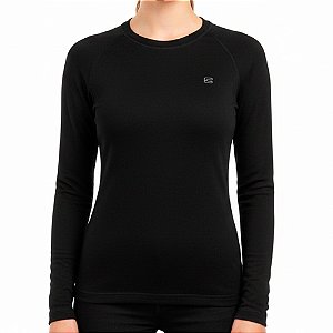 Camiseta T-Shirt Manga Longa Feminina Termo Plus Preto - Curtlo