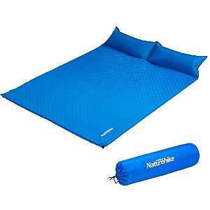 Isolante Auto Inflavel Casal Mat Com Travesseiro Azul - Naturehike