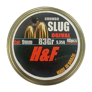 Chumbinho Slug 9mm 5.35g 83Grains 40pçs - H&F
